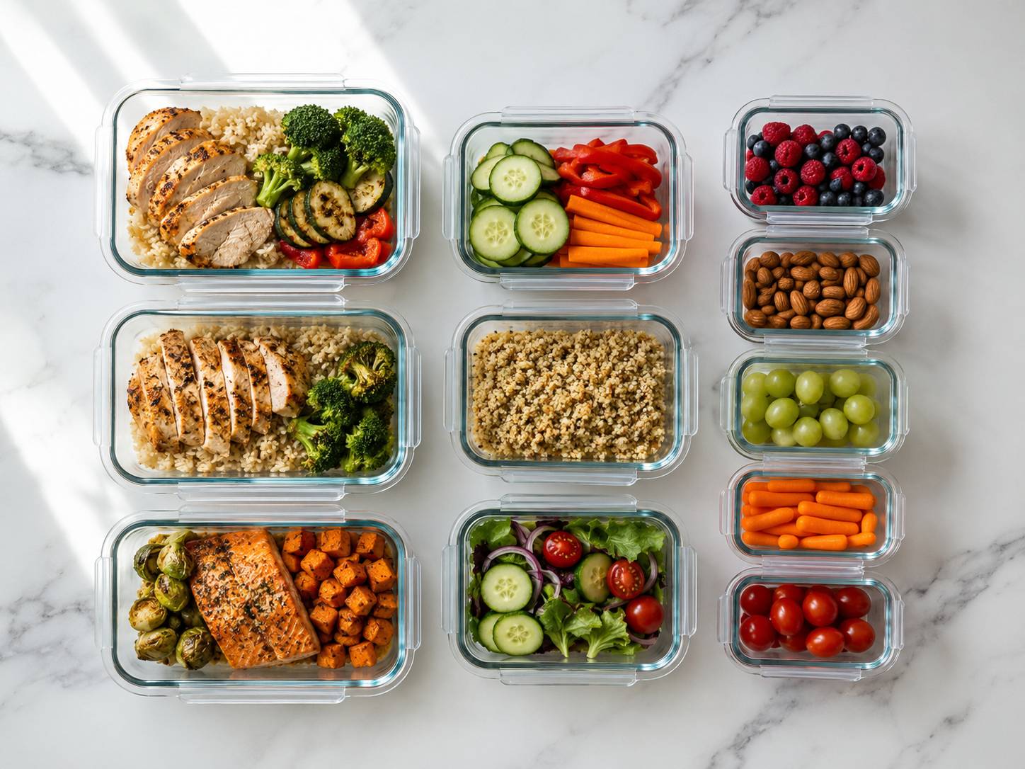 Dealusy glass meal prep containers review — 10-set on kitchen counter